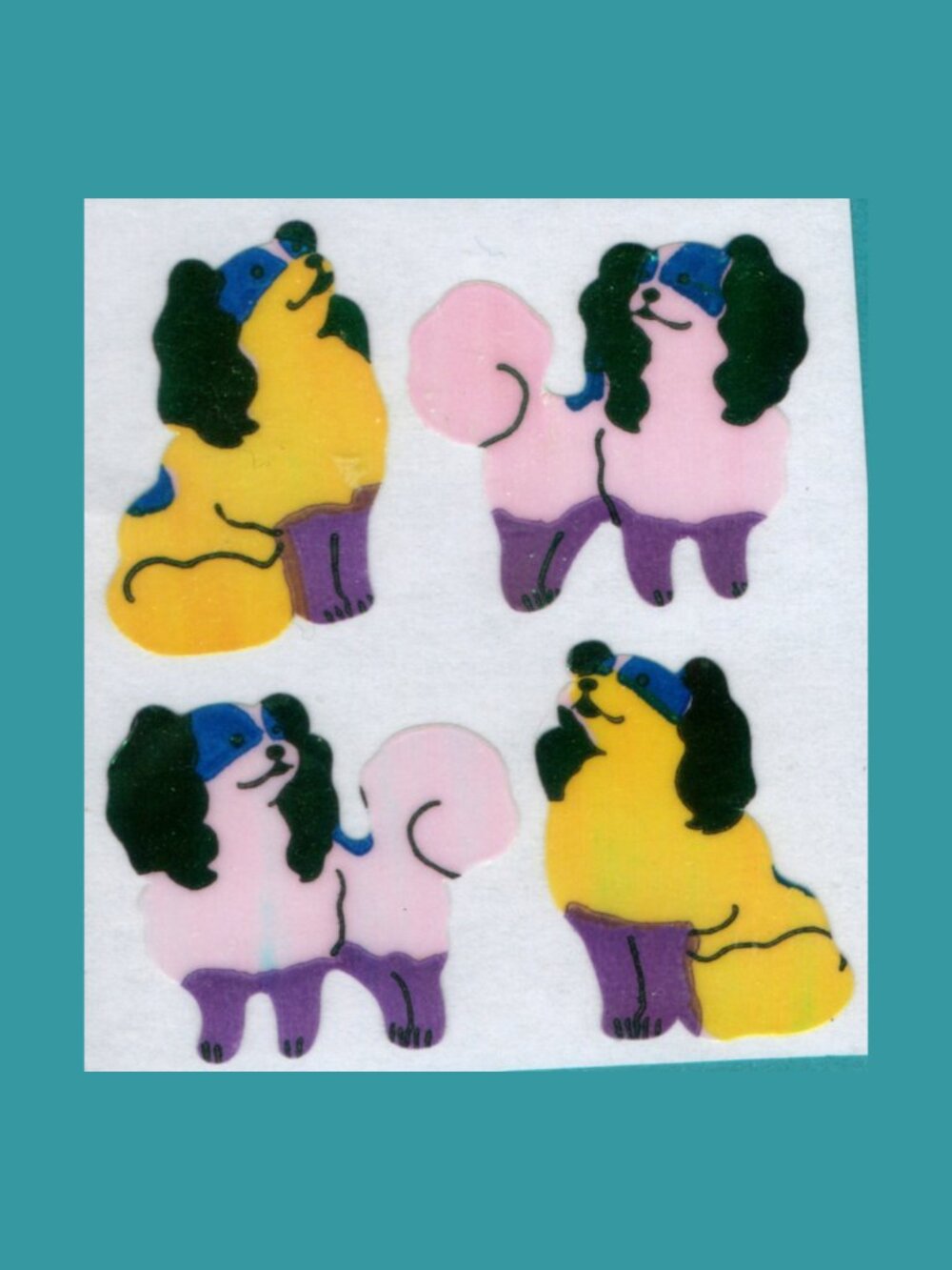 Great 7 Pearly Pekingese Dogs Vintage Stickers (Like Sandylion) New Backing